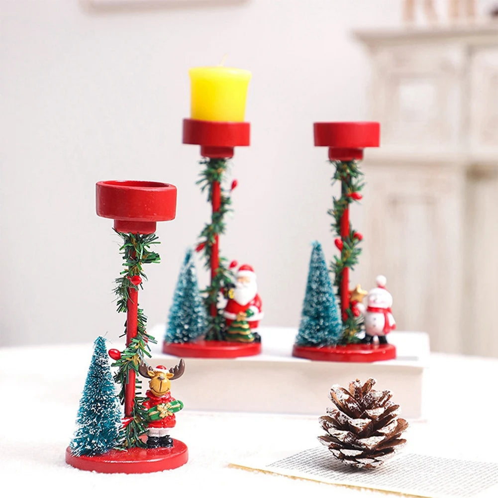 Christmas Candlestick Holder – Festive Resin Tea Light Stand