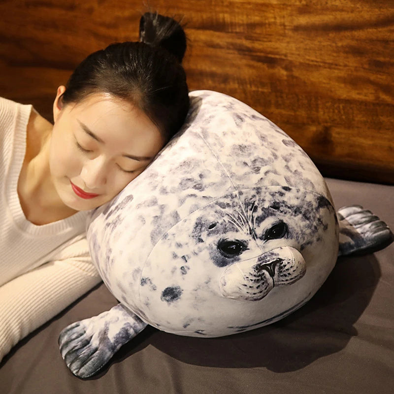 Angry Blob Seal Plush Pillow – Chubby 3D Stuffed Animal Toy