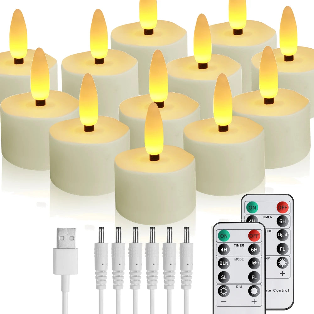 USB Rechargeable Flameless LED Candles with Remote – 6 Pack