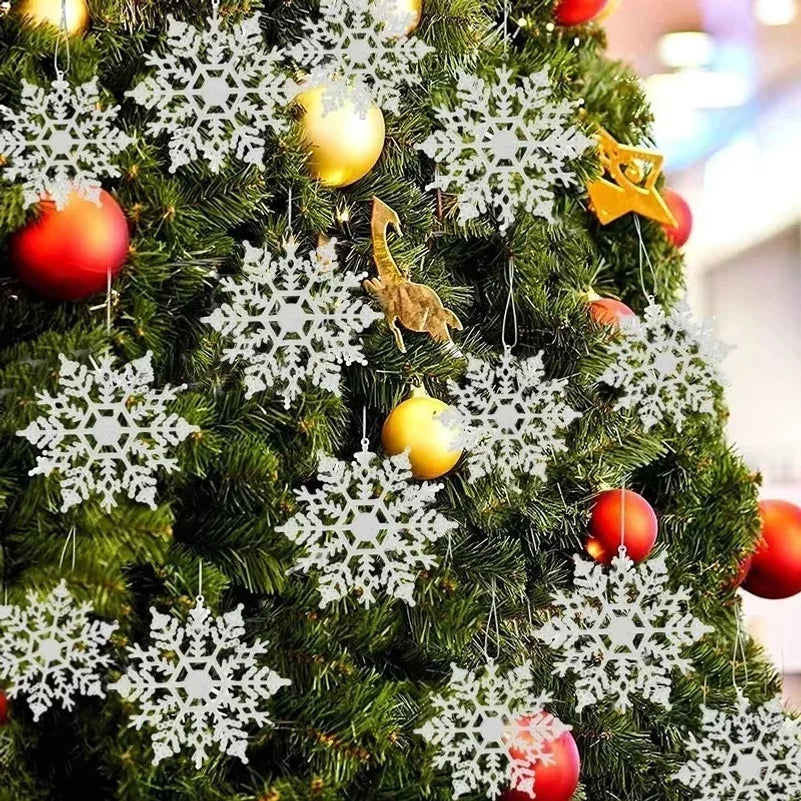 50-Pack Blue Glitter Snowflake Christmas Tree Ornaments