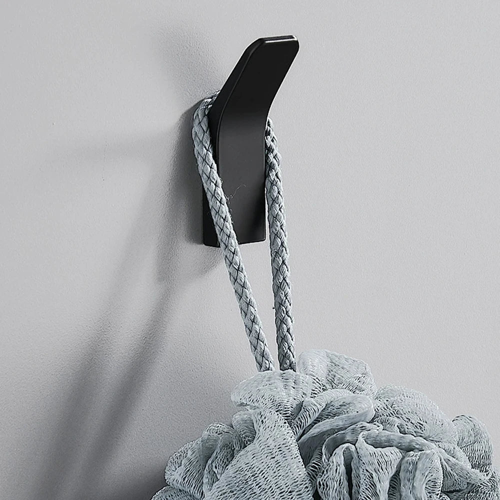 Black Matte Self-Adhesive Wall Hook – Towel & Coat Hanger