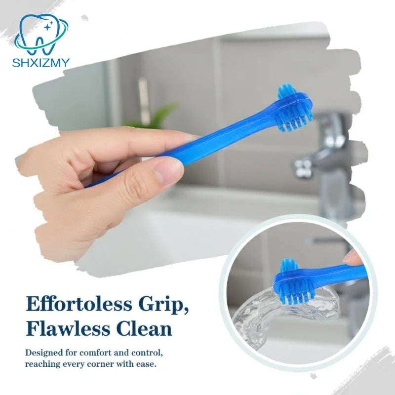 T-Shape Denture Brush Dual Head False Teeth Cleaner