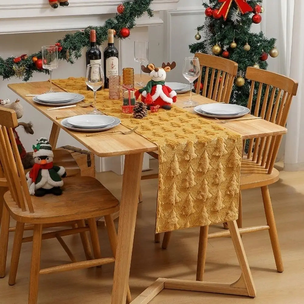 Christmas Sequin Table Runner 33×183cm – 3D Xmas Tree Design