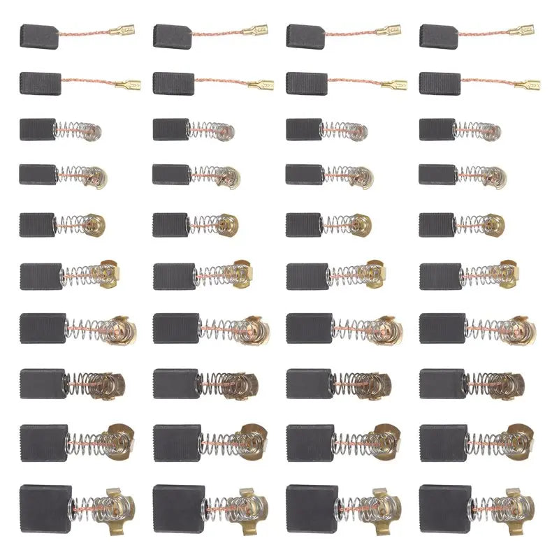 40-Pack Electric Motor Carbon Brushes Set – 10 Sizes