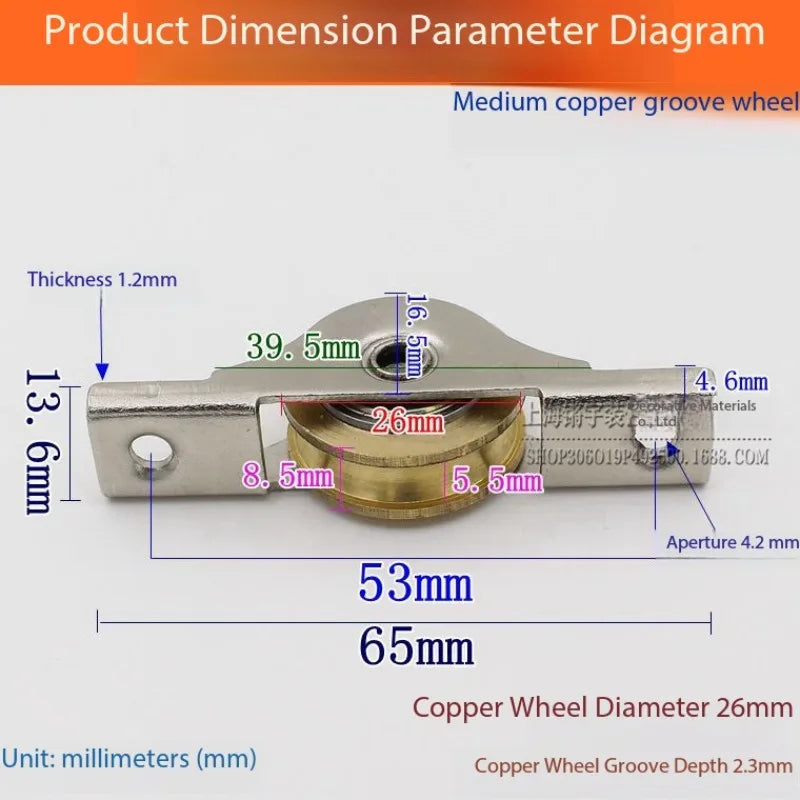 4PCS Copper Sliding Door Roller Wheels – Wardrobe Pulley Set