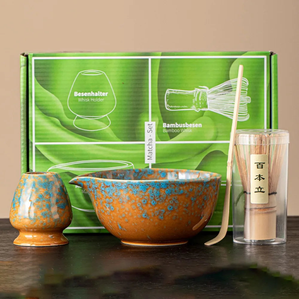 Handcrafted Ceramic Matcha Bowl Set – Kiln-Fired, 500ml
