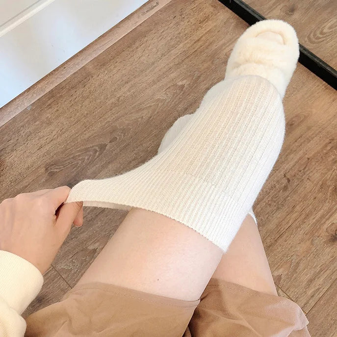 Women's Thigh-High Over-Knee Leg Warmers – Soft Cotton Knit
