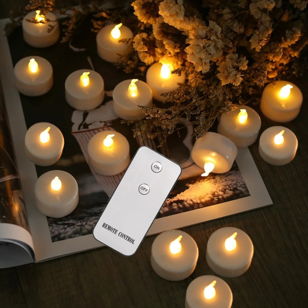 LED Flameless Tea Light Candles – Flickering Battery Operated 12/24 Pack