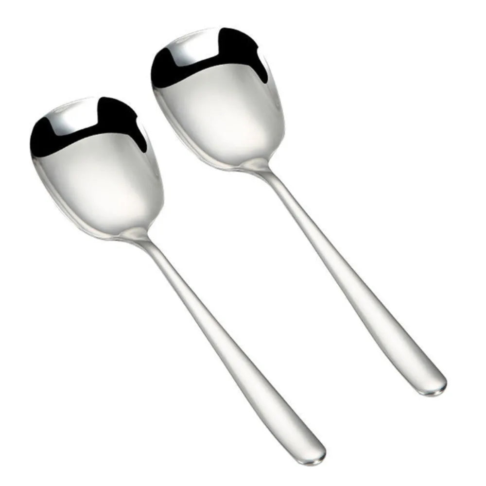 2-Pack Stainless Steel Square Spoons – Mirror Polish Long Handle