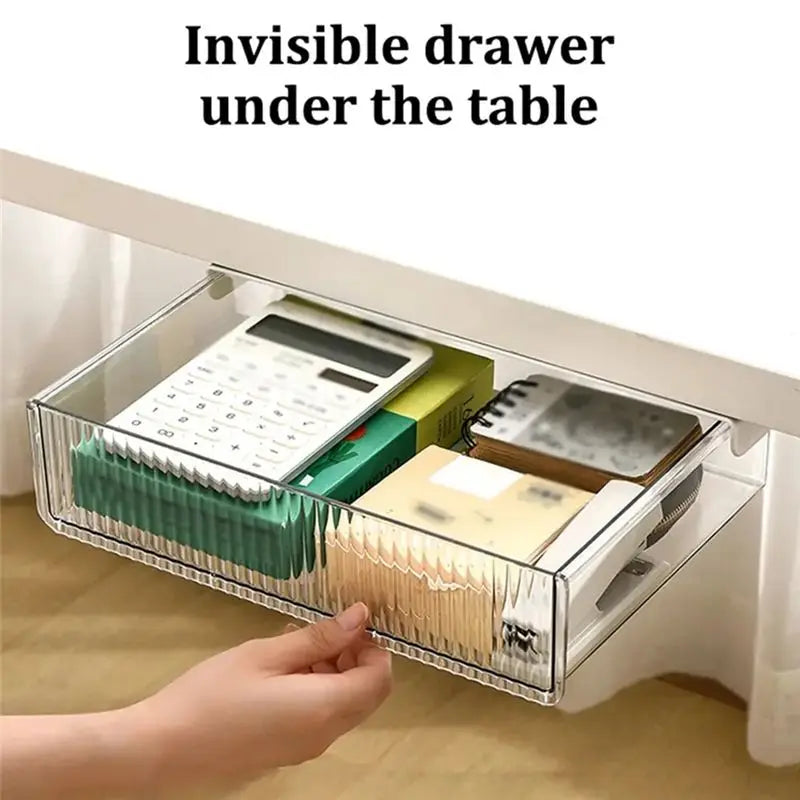 Under Desk Drawer Storage Box – Self-Adhesive Desk Organizer