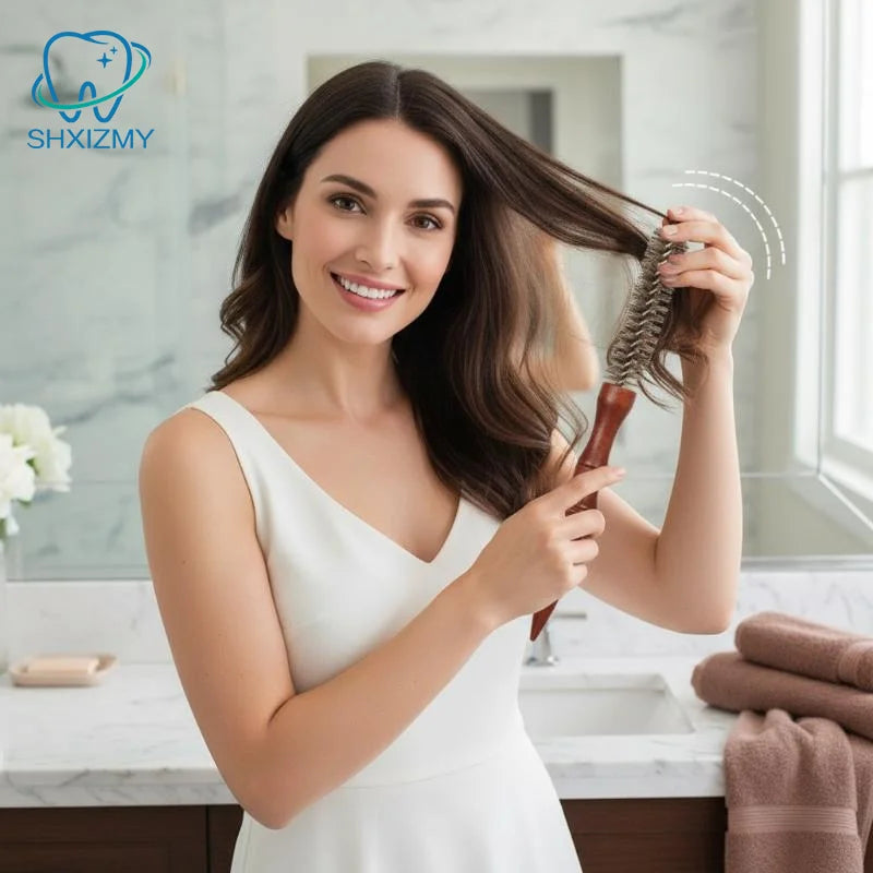Boar Bristle Teasing Brush – Schima Wood Handle Styling Tool