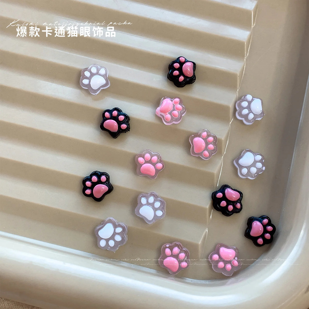 10pcs 3D Cat Paw Nail Charms Kawaii Acrylic Rhinestone Decor