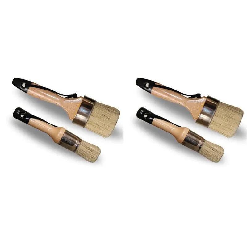 4-Piece Chalk & Wax Paint Brush Set – Round & Oval Bristles