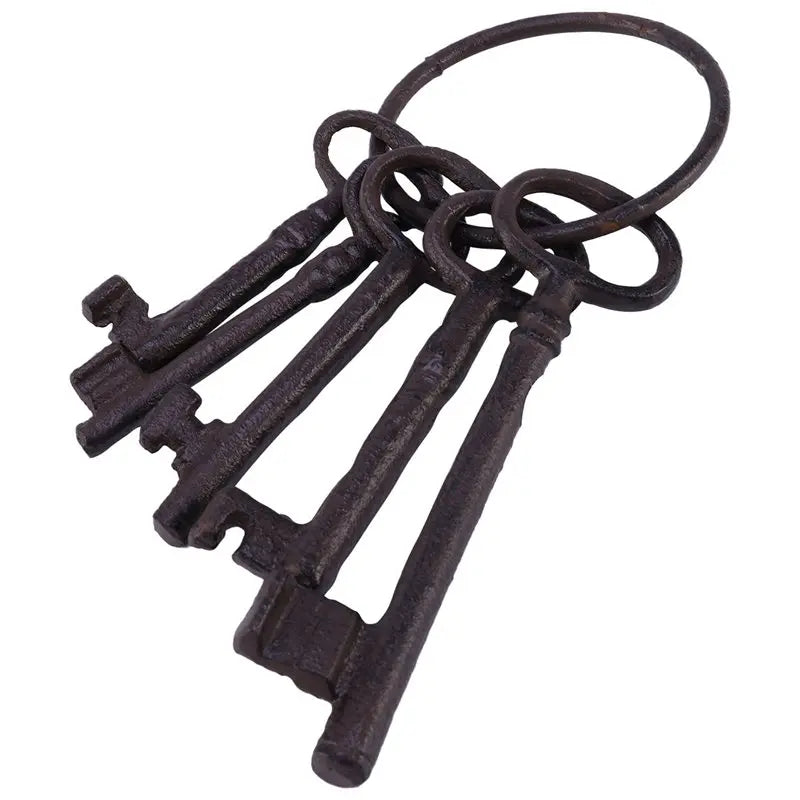 Rustic Cast Iron Skeleton Key Set – 5 Antique Pirate Keys