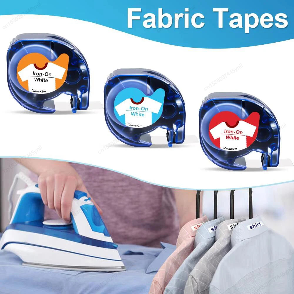 Labelwell 12mm Fabric Iron-On Label Tape for Dymo LetraTag 3/5 Pack