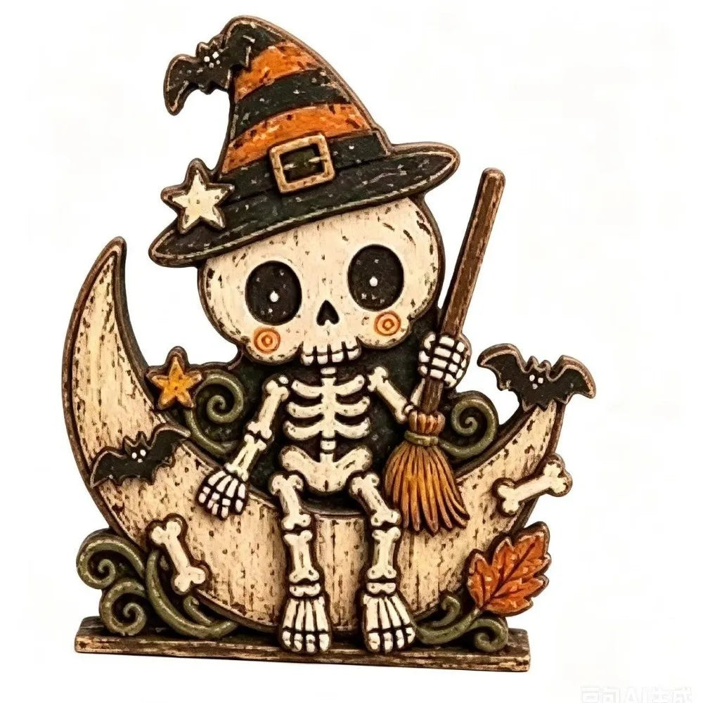 Halloween Wooden Tabletop Sign – Ghost, Pumpkin, Owl & Cat