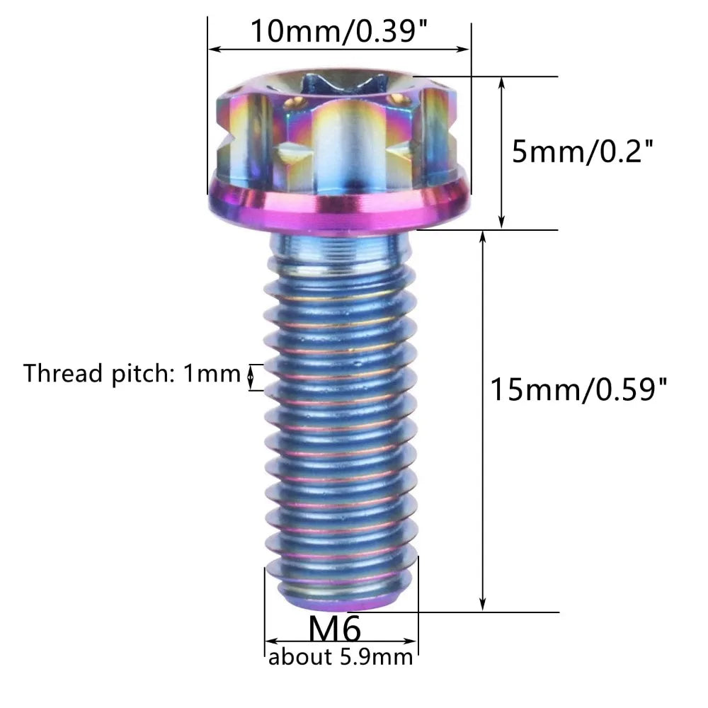 GR5 Titanium M6 Crown Bolt 10–30mm | Anti-Theft Decorative Screw