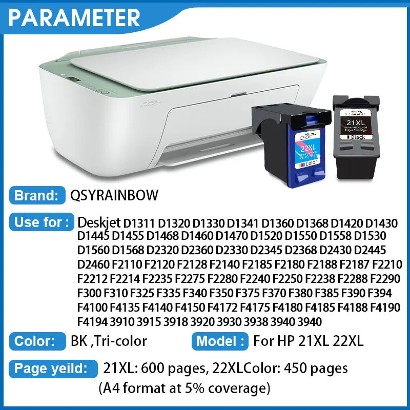 HP 21 22 XL Remanufactured Ink Cartridge Set – Black & Color