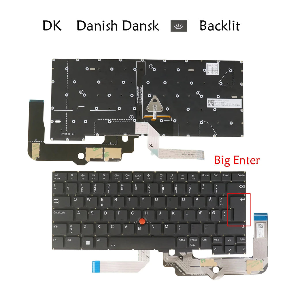 Backlit Keyboard Lenovo ThinkPad T14s Gen 3 & 4 Nordic Layout