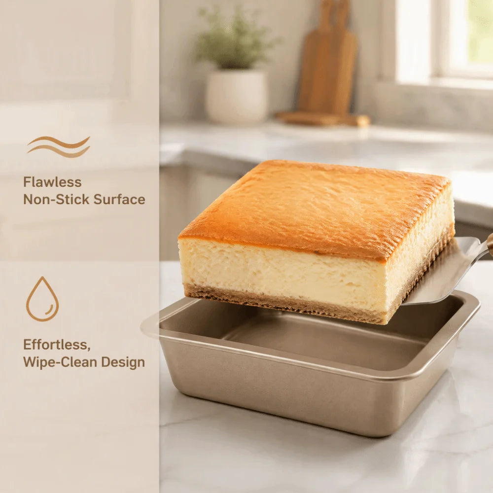 2-Pack Gold Non-Stick Carbon Steel Square Baking Pan Set