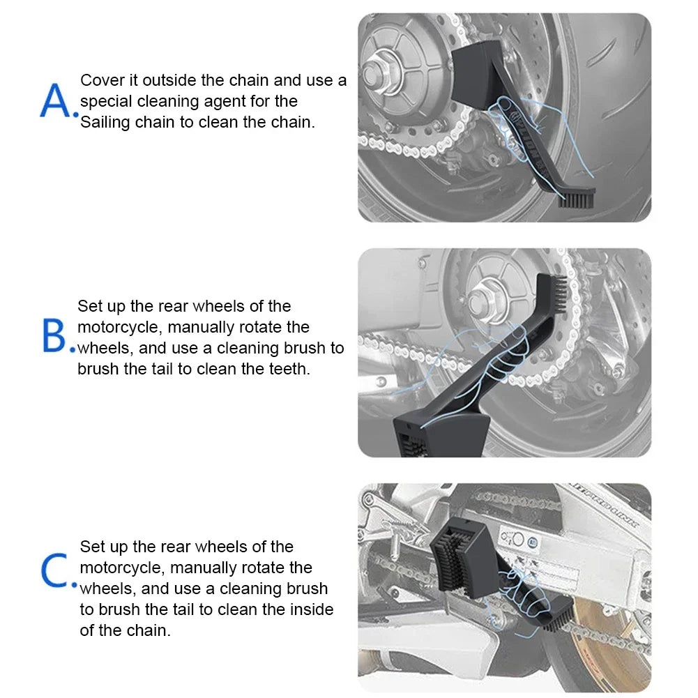 Motorcycle & Bike Chain Cleaning Brush – ABS Scrubber Tool