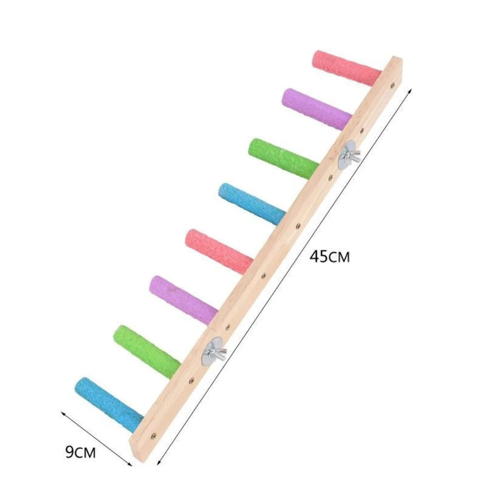 Colorful Wooden Bird Ladder 4/6/8 Rung Parrot Climbing Perch