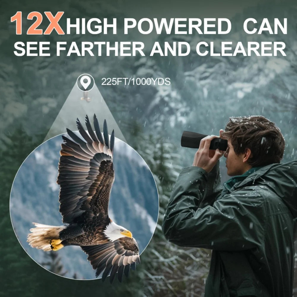 12x42 Waterproof Compact Binoculars BAK4 Prism Bird Watching
