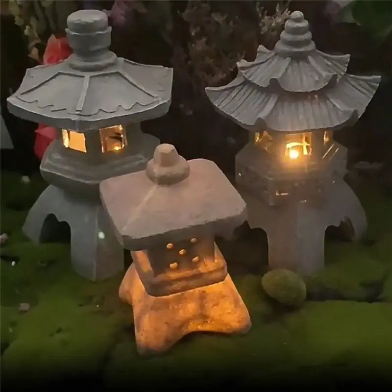 Solar Resin Pagoda Lantern – Garden Statue Light Decor