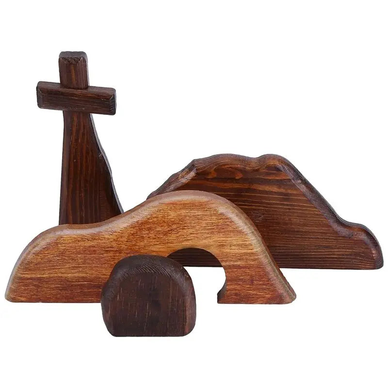 Empty Tomb Easter Scene & Cross Wooden Figurine Ornament