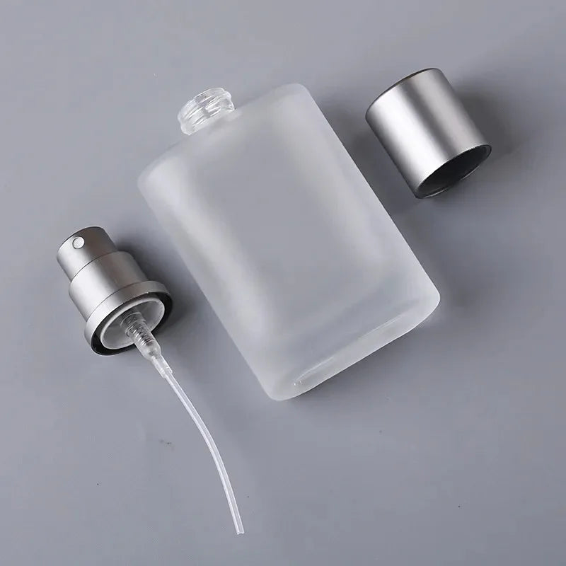 Frosted Square Glass Perfume Atomizer Refillable Spray Bottle 30/50ml
