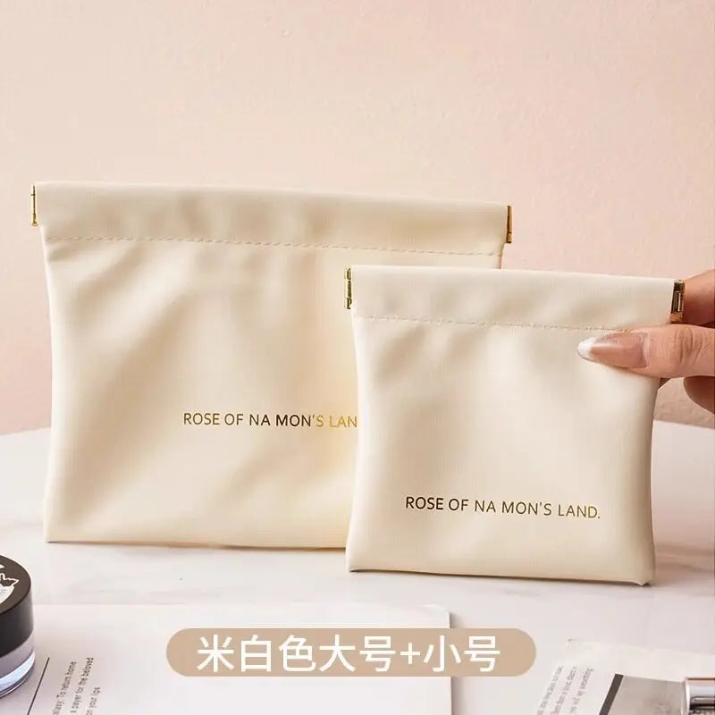 Self-Closing PU Leather Mini Pouch | Lipstick & Travel Bag