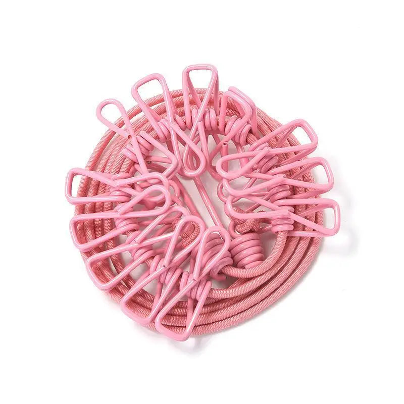 Portable Elastic Clothesline 12 Clips – Travel & Camping
