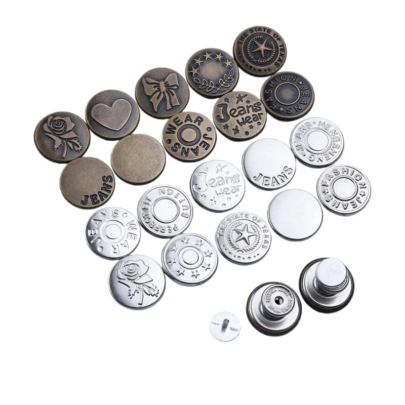 Detachable Metal Jeans Buttons – Adjustable Waist Tightener
