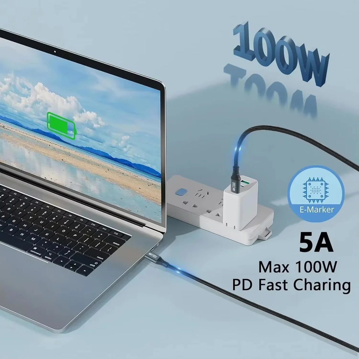 100W USB-C Cable 20Gbps USB 3.2 Gen2 8K 4K Fast Charging