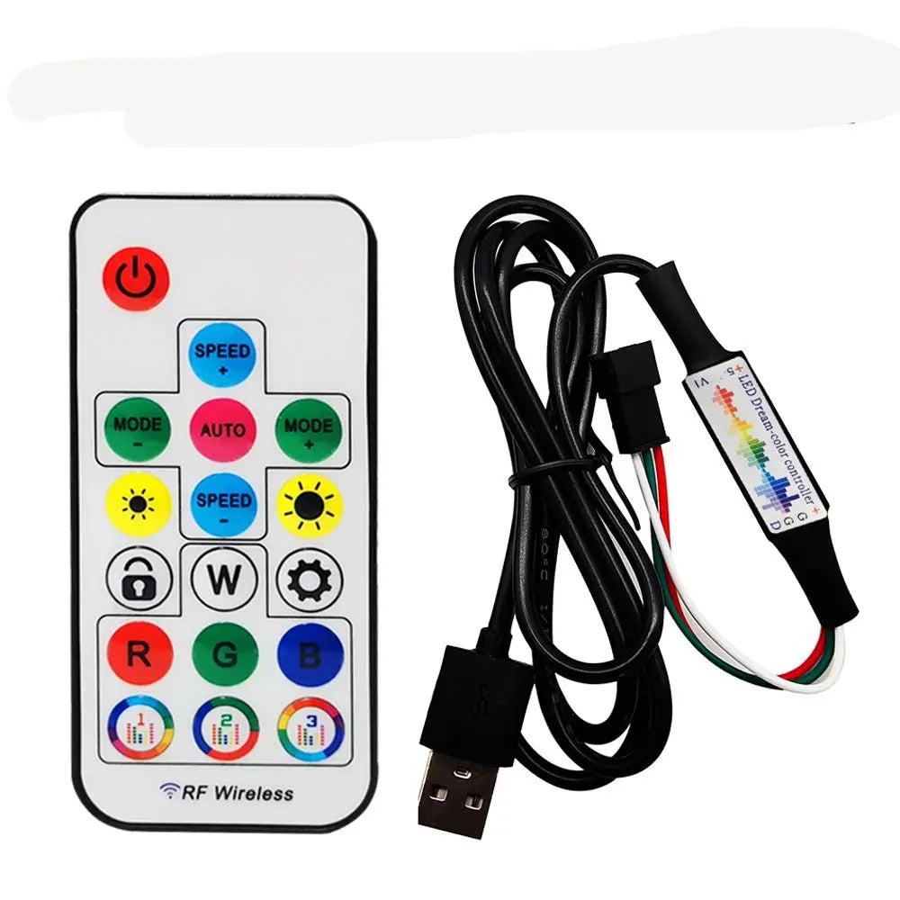 Addressable Music LED Controller 17-Key RF Remote WS2812B RGB