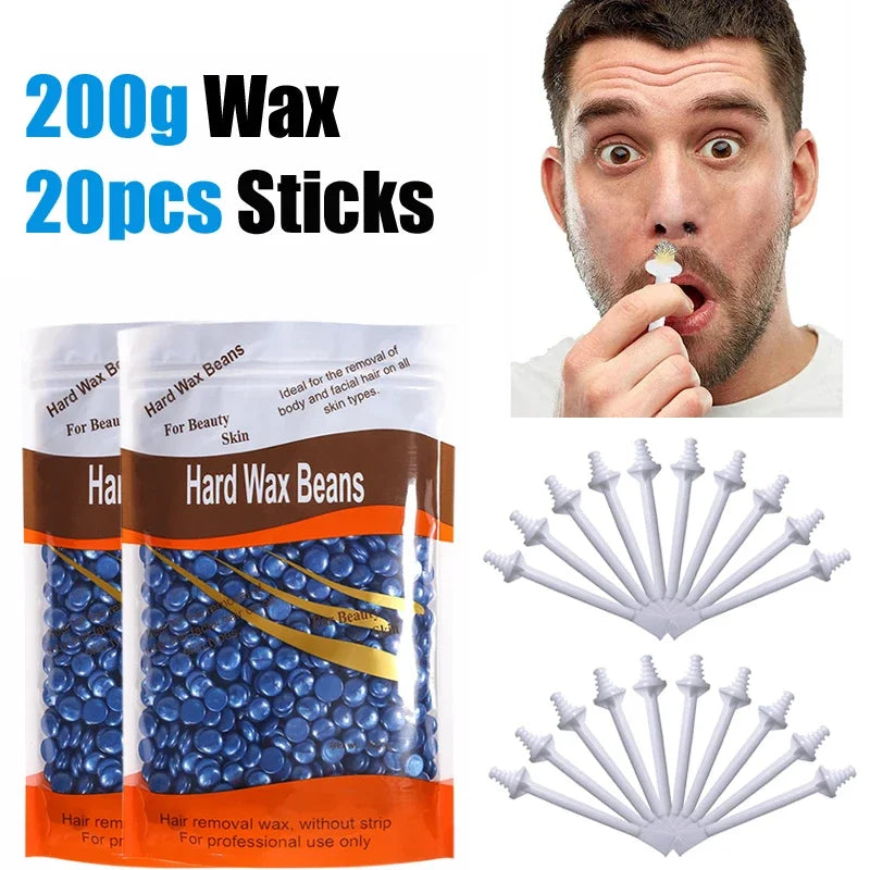 Nose Hair Wax Applicator Sticks & Beeswax Bean Set