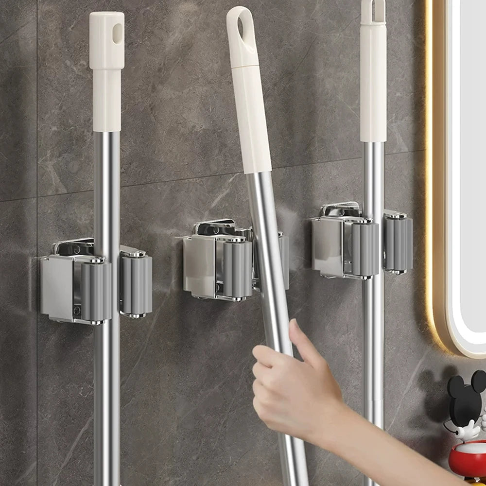 Wall Mounted Mop & Broom Holder – Stainless Steel Organizer