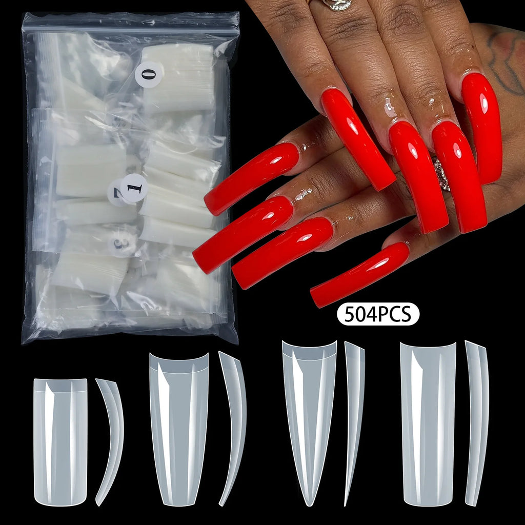 500pcs Clear Acrylic False Nail Tips – DIY Nail Art Extension