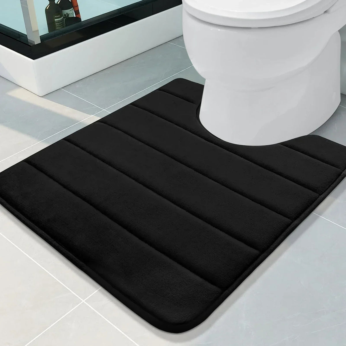 U-Shape Toilet Mat Non-Slip Shaggy Microfiber Bath Rug