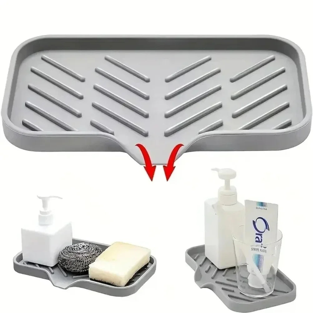Silicone Sink Tray Soap Sponge Holder Kitchen Organizer