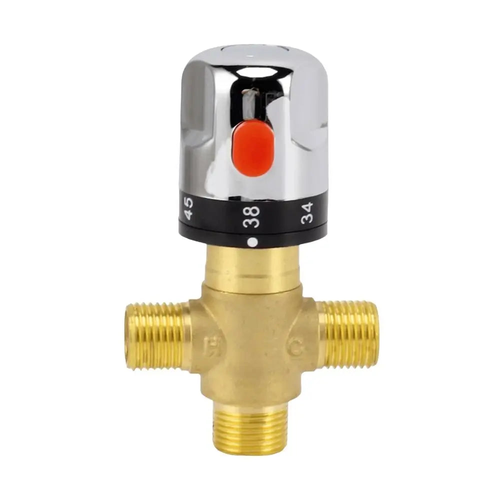 G1/2 Brass Thermostatic Mixing Valve 3-Way 20–50°C Temp Control