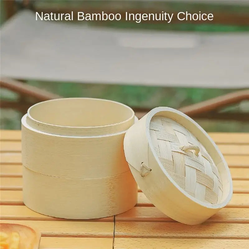 2-Tier Bamboo Steamer Basket for Dumplings & Vegetables