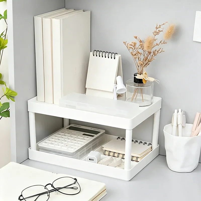 Double Layer Desktop Storage Rack Plastic Organizer | VIBE