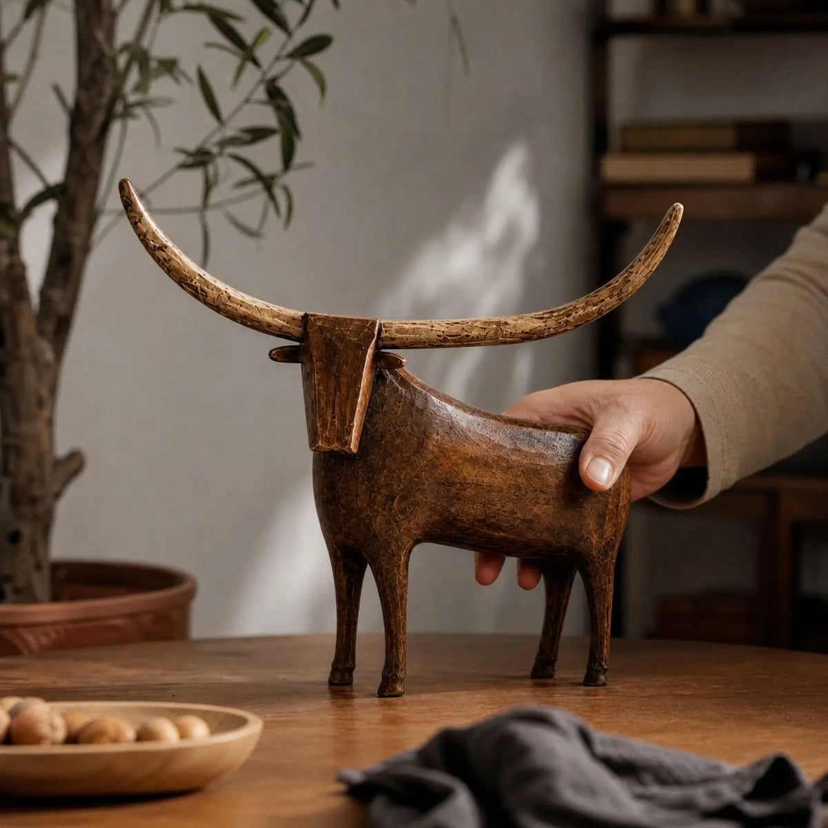 Vintage Cow Statue Sculpture – Western Home Decor