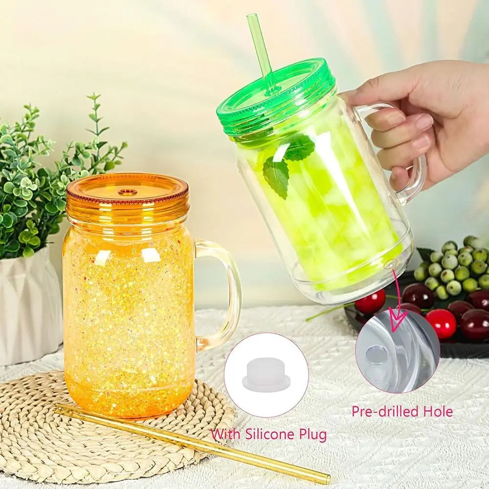 20 oz DIY Snow Globe Glitter Tumbler – BPA-Free Acrylic Cup