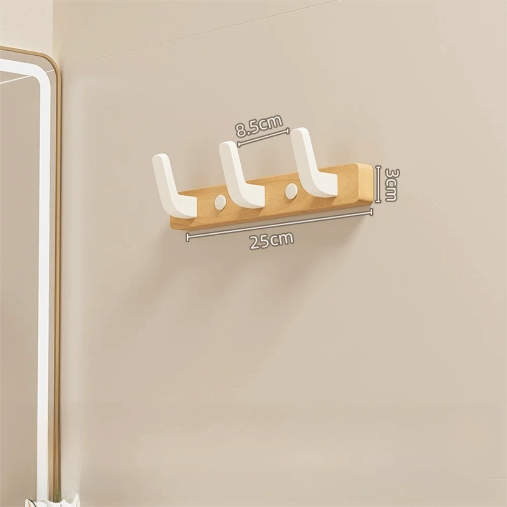 Wall Mounted Walnut Wood Clothes Hook – No Drill Entryway Organizer