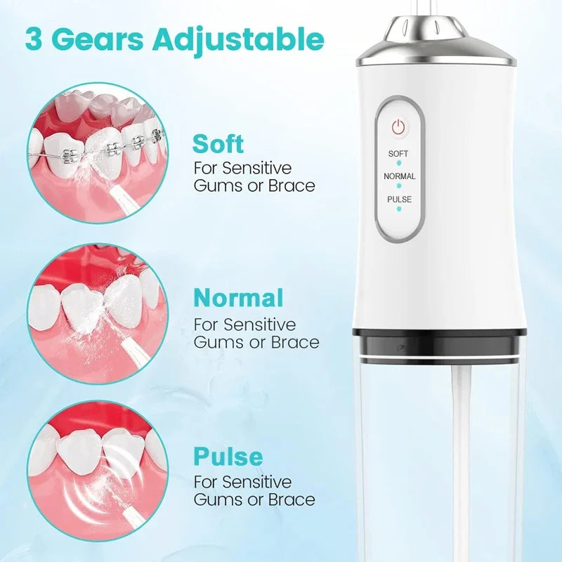 Portable Dental Water Flosser USB Rechargeable 200ml 3 Modes