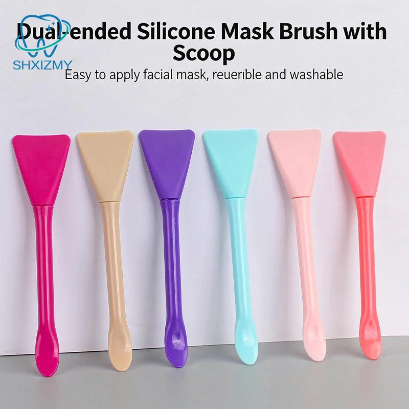 Double Head Silicone Facial Mask Brush with Scoop | Beauty Tool