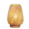 Boho Rattan Table Lamp | 3-Color Temp Dimmable Nightstand Light