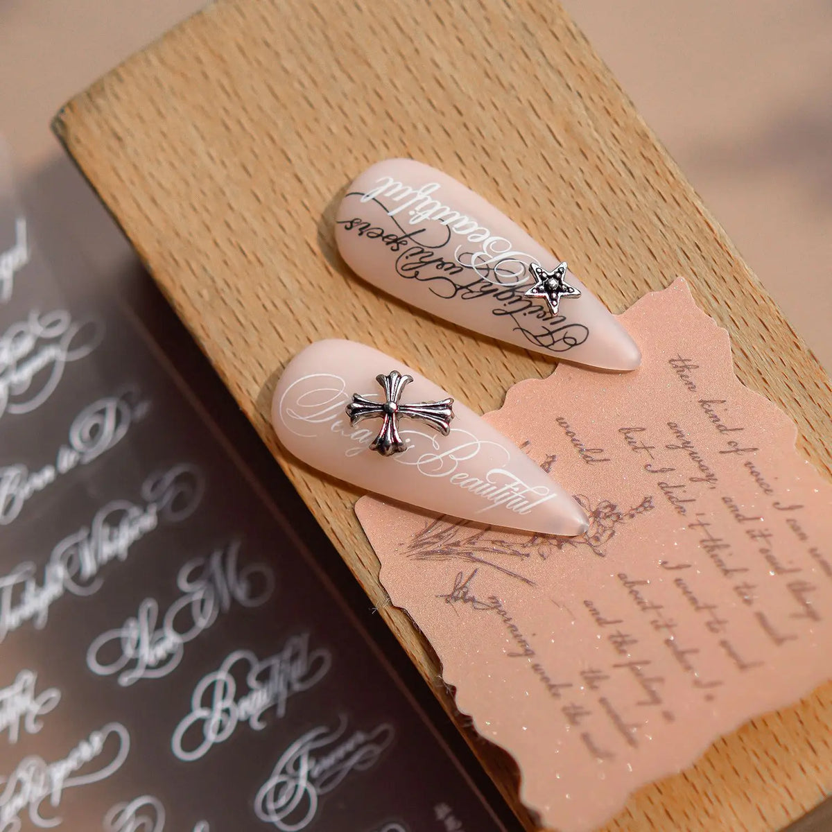 3D English Letter Nail Art Stickers – Floral Text DIY Decals